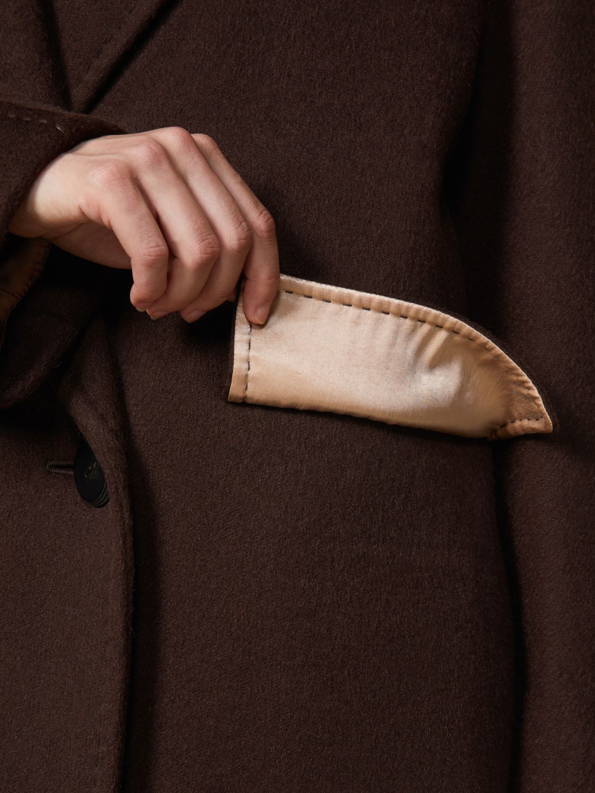 Wełniany płaszcz oversize z alpaki i kaszmiru - BRĄZOWY - Max Mara - 5