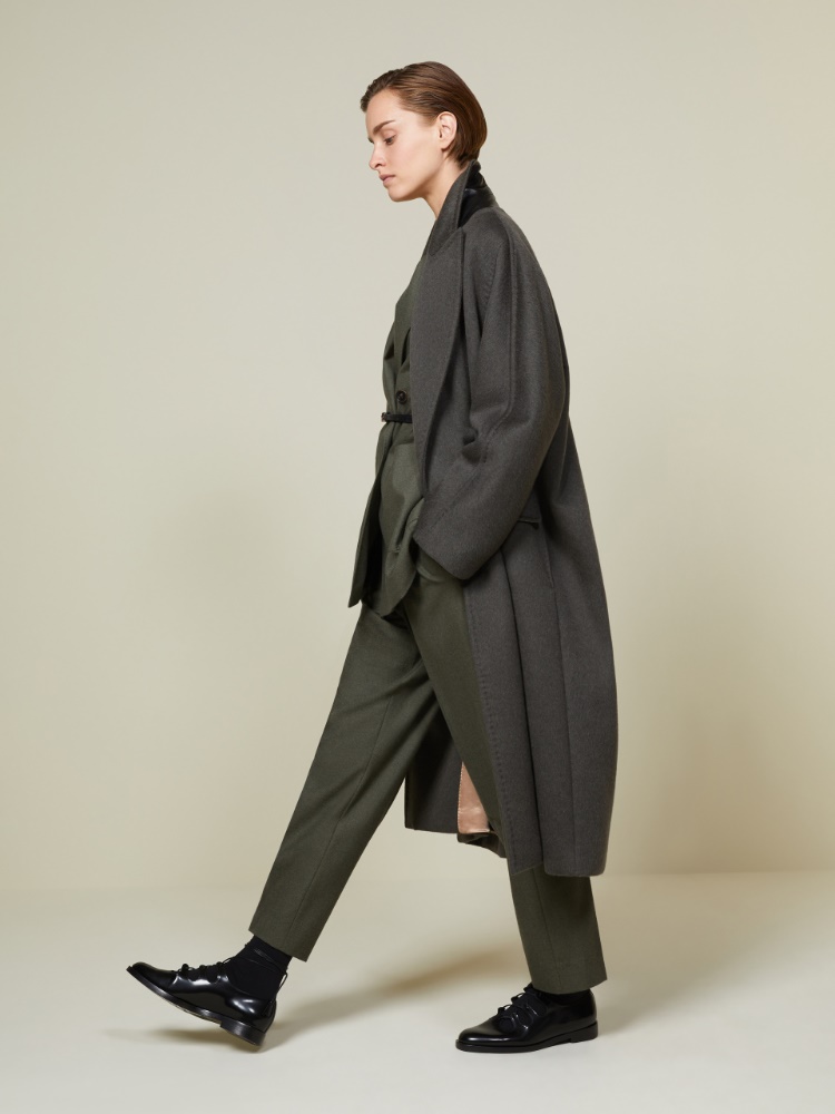 Oversized wool, alpaca and cashmere coat - DARK GREEN - Max Mara