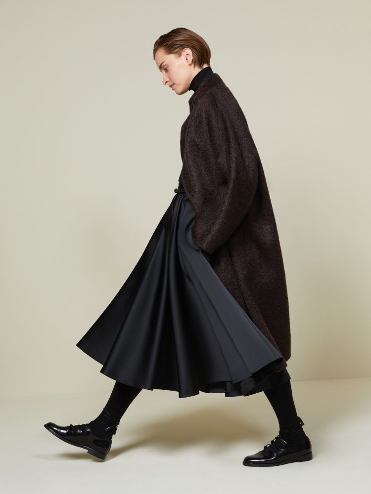 Mohair and zibeline cashmere foulard coat + BROWN - Max Mara