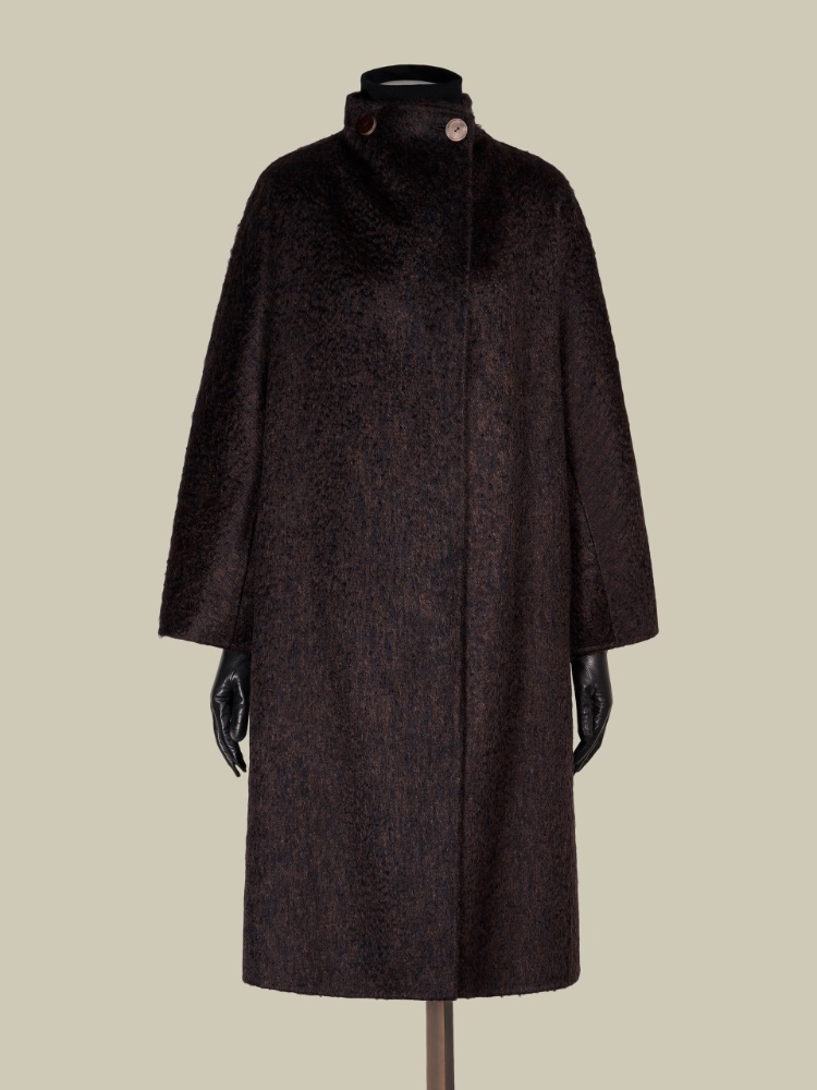 Mohair and zibeline cashmere foulard coat - BROWN - Max Mara