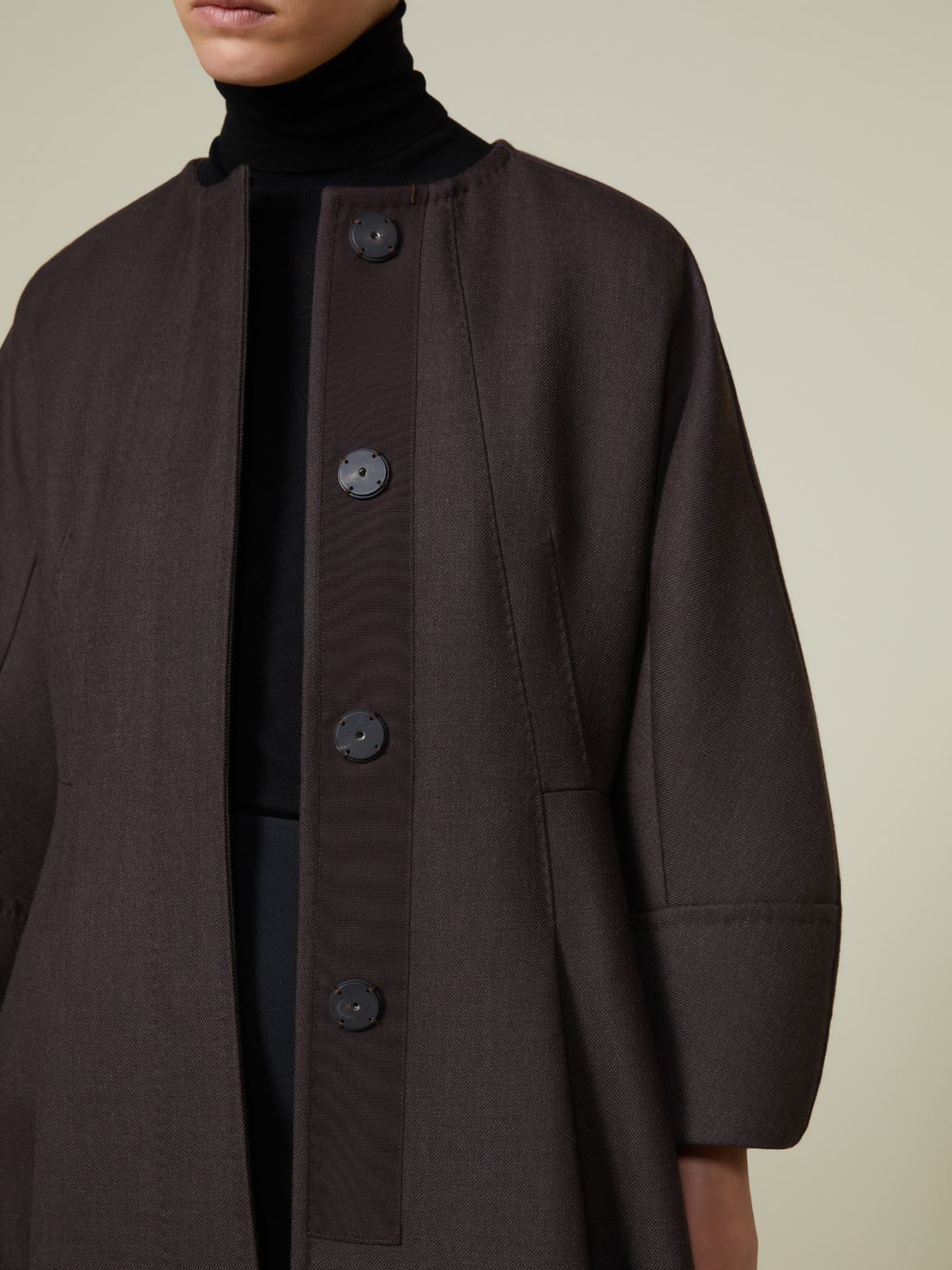 Dwuwarstwowy płaszcz z czystej wełny - BRĄZOWY - Max Mara - 5