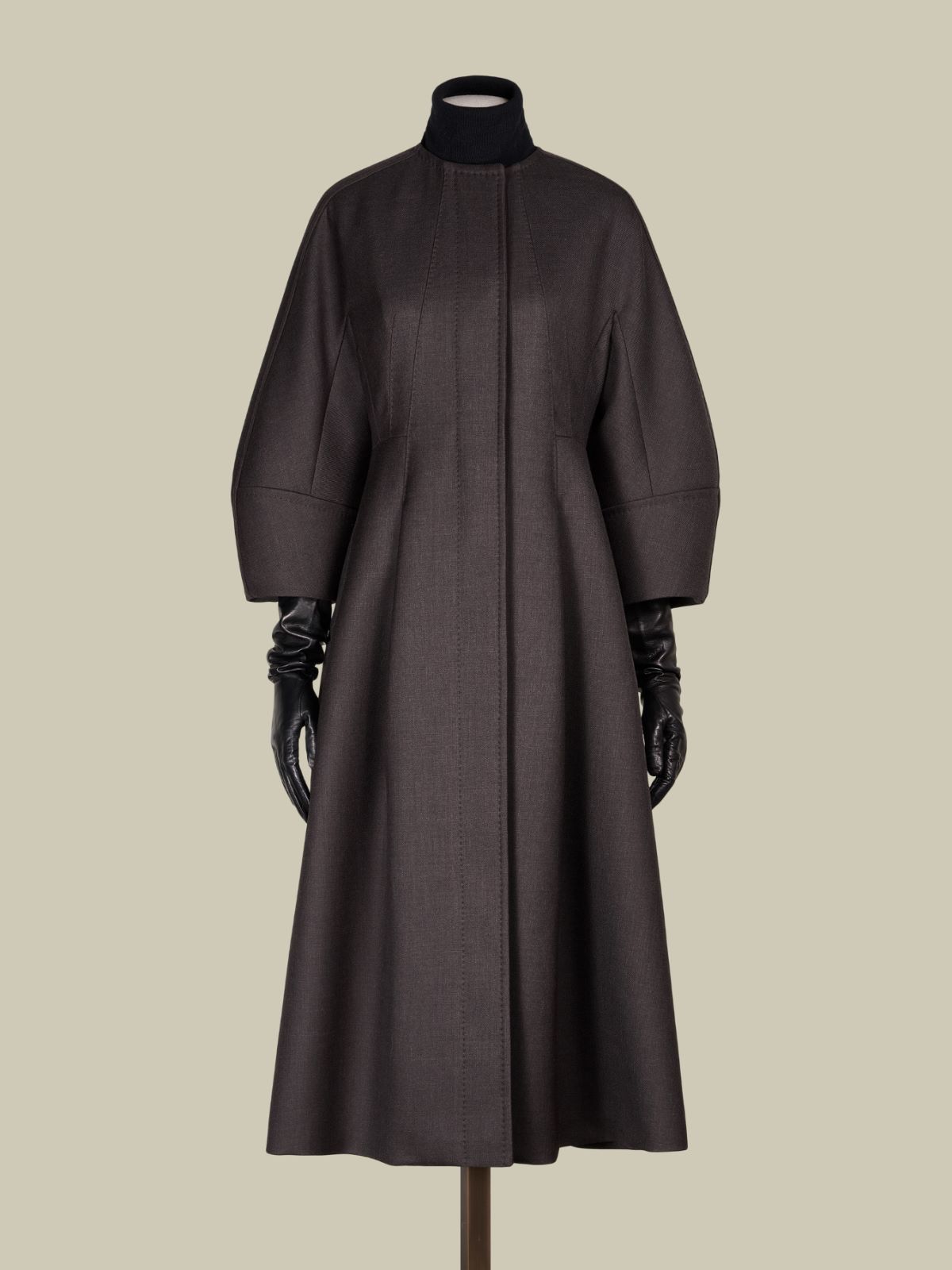 Płaszcz redingote z dwuwarstwowej czystej wełny - BRĄZOWY - Max Mara - 11