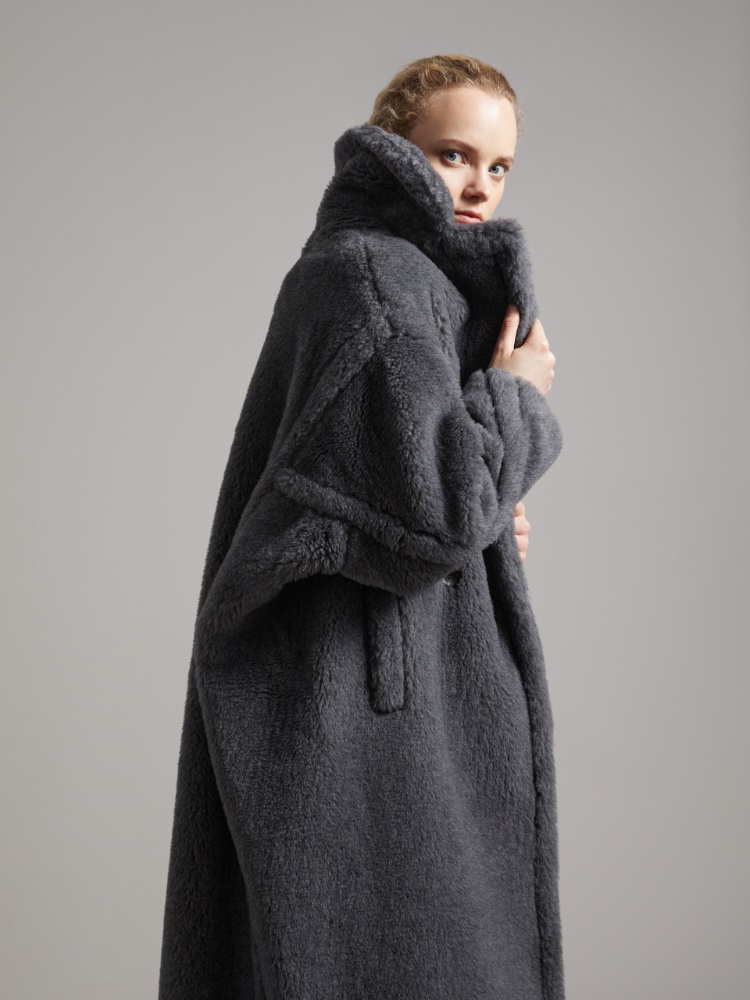 Teddy Bear Icon Coat in wool and alpaca, medium grey
