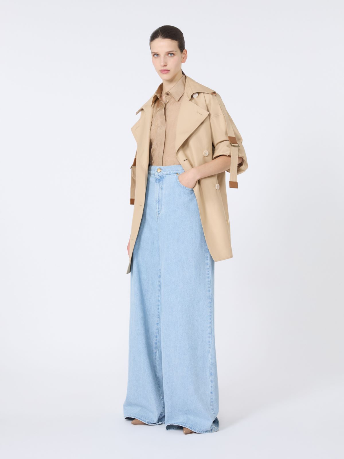 Double-breasted water-repellent gabardine trench coat - SAND - Max Mara - 10