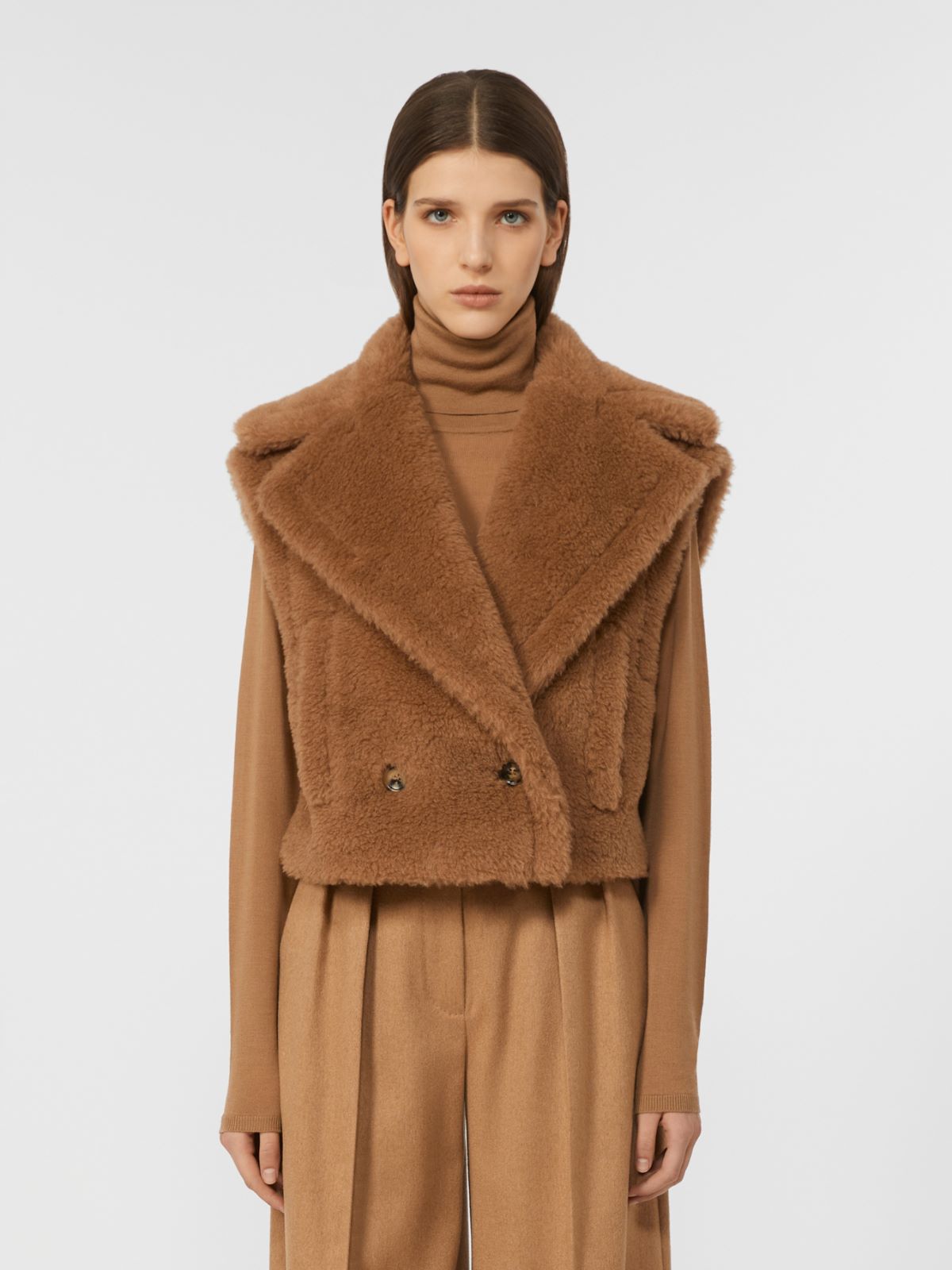 Gilet raccourci 2 en 1 en tissu Teddy - POIL DE CHAMEAU - Max Mara - 2