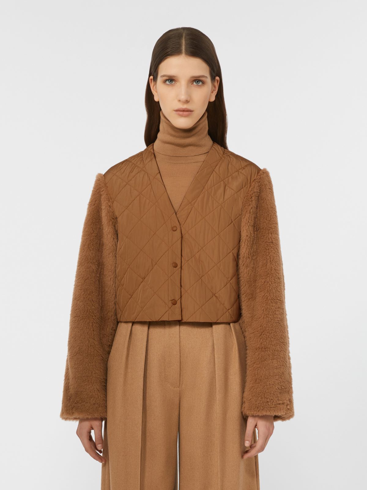 Gilet raccourci 2 en 1 en tissu Teddy - POIL DE CHAMEAU - Max Mara - 4