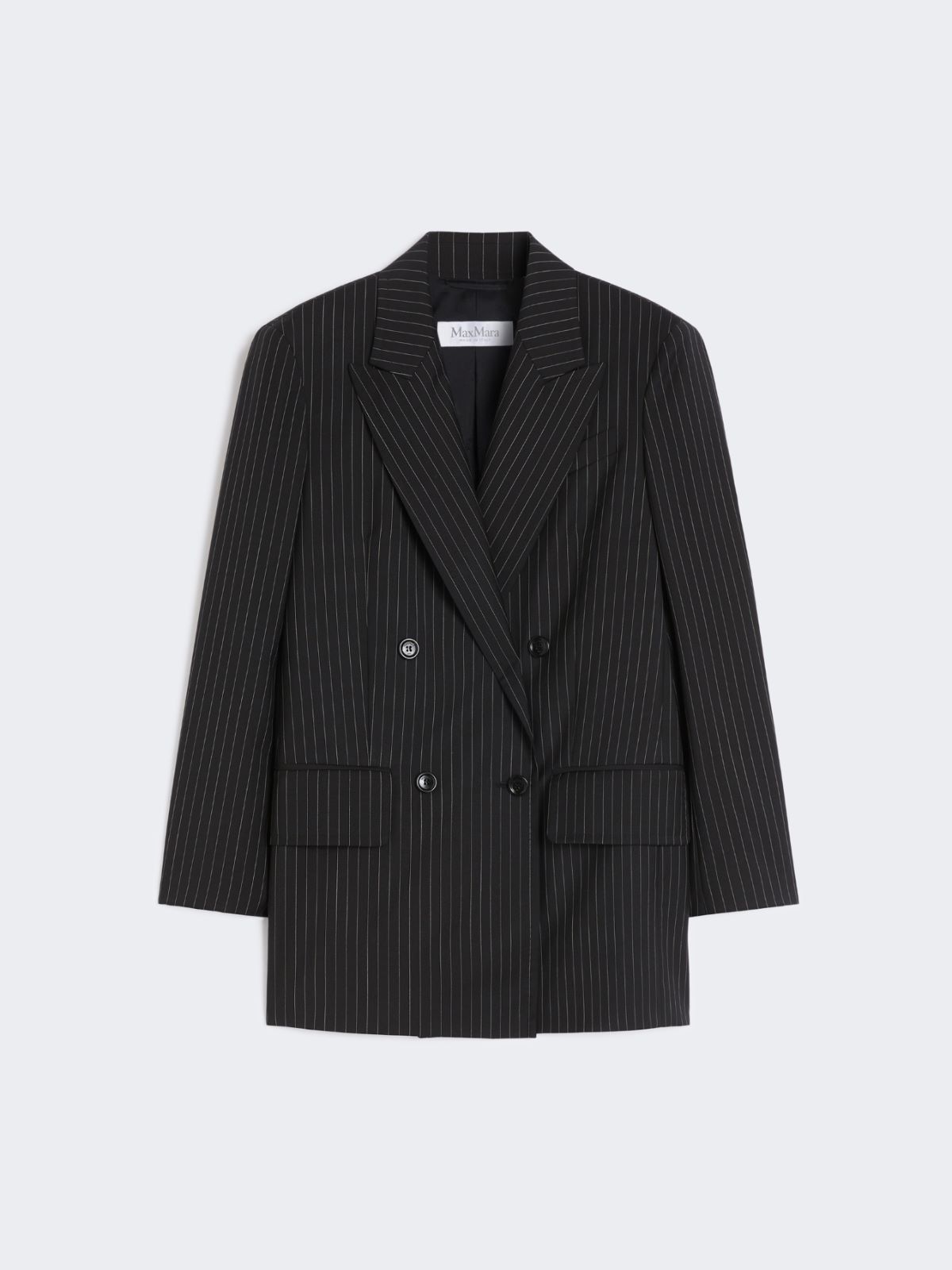 Double-breasted pinstripe wool blazer - BLACK WHITE - Max Mara - 8