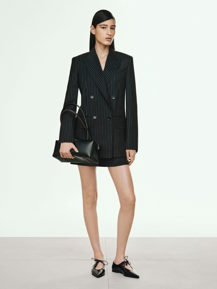 Double-breasted pinstripe wool blazer + BLACK WHITE - Max Mara