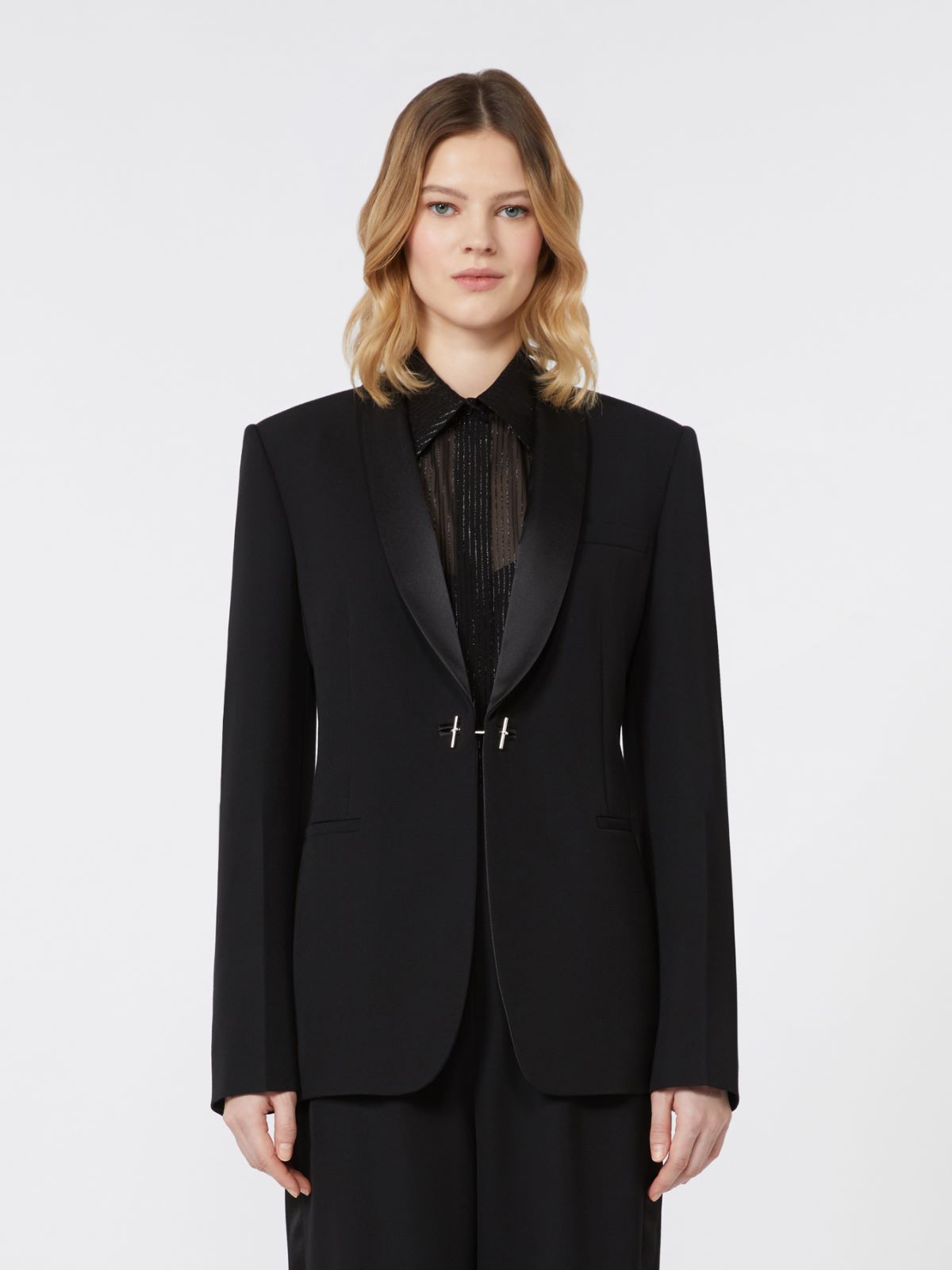 Gabardine wool blazer - BLACK - Max Mara - 2