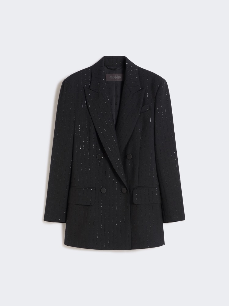 Doppelreihiger Blazer aus Wolle mit Pailletten - SCHWARZ - Max Mara