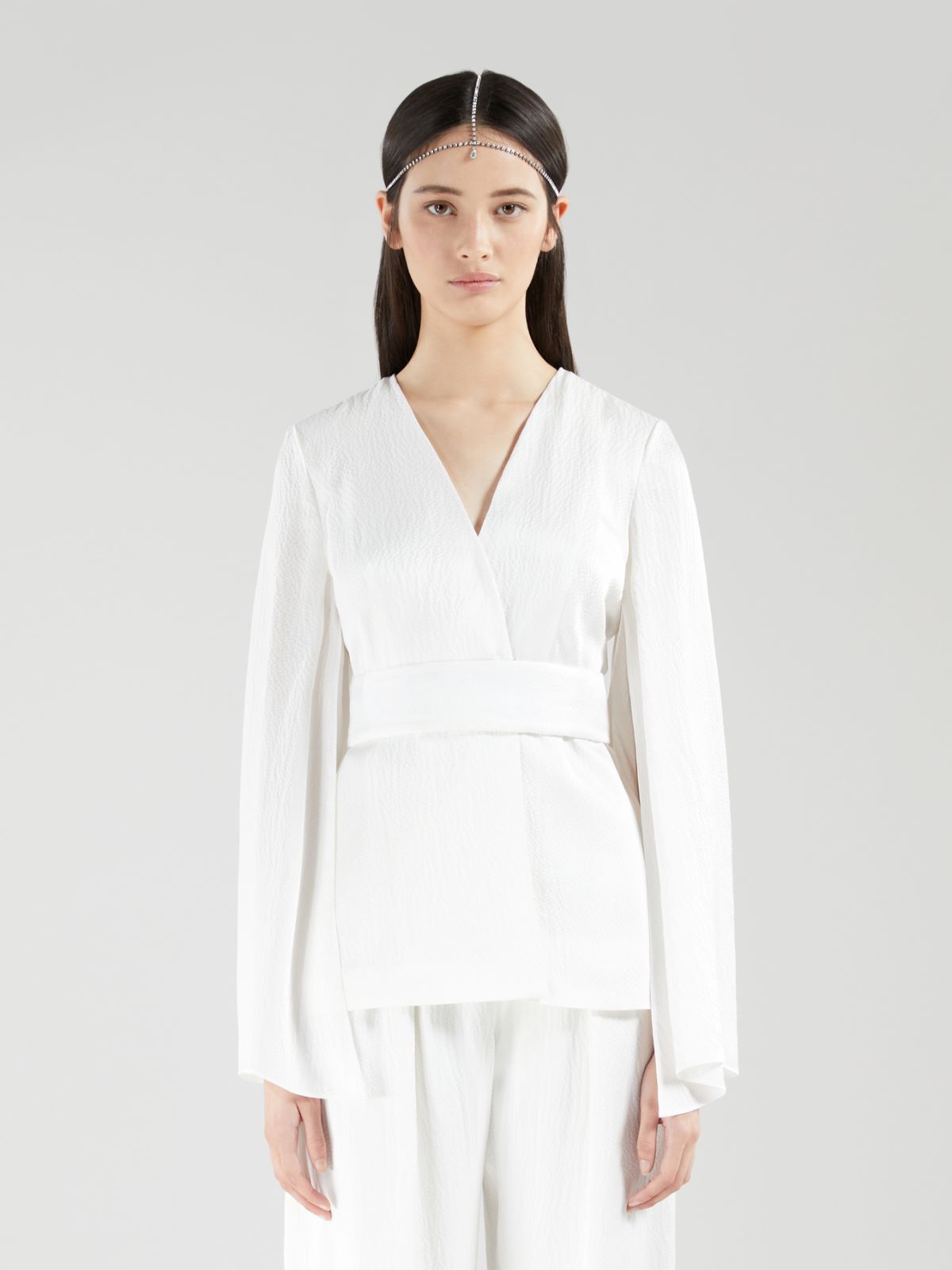 Silk satin kimono jacket - WHITE - Max Mara - 9