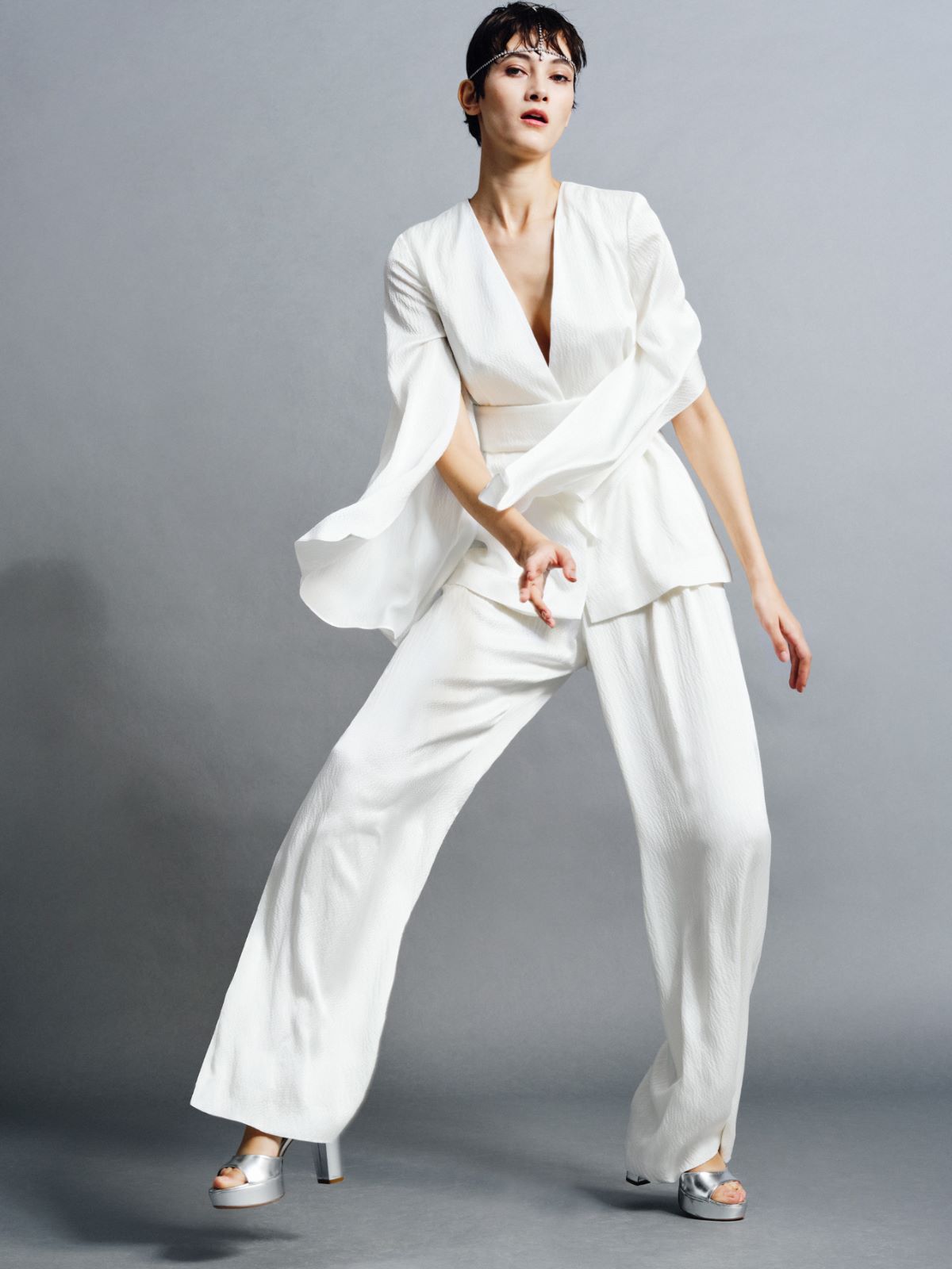 Kimonojacke aus Seidensatin + WEISS - Max Mara