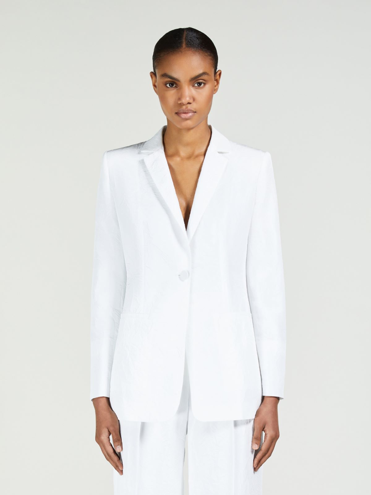 Single-breasted blazer in micro-faille - WHITE - Max Mara - 9