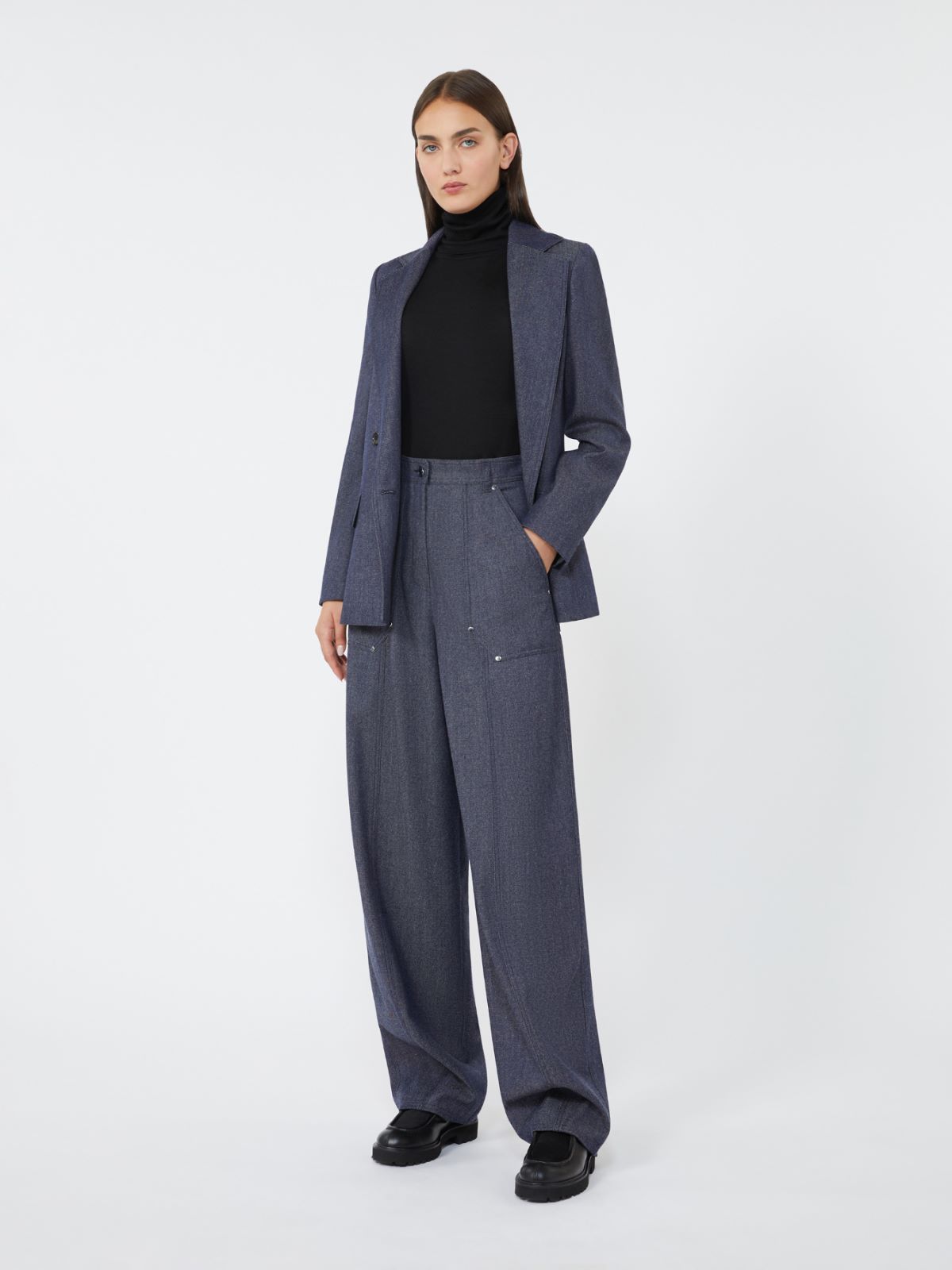 Slim-fit denim-effect wool blazer - ULTRAMARINE - Max Mara
