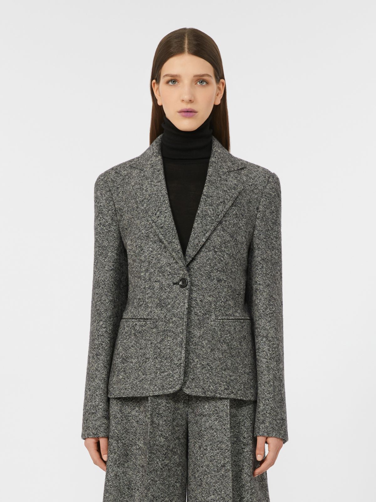 Feminine, wool and silk blazer - WHITE BLACK - Max Mara - 2