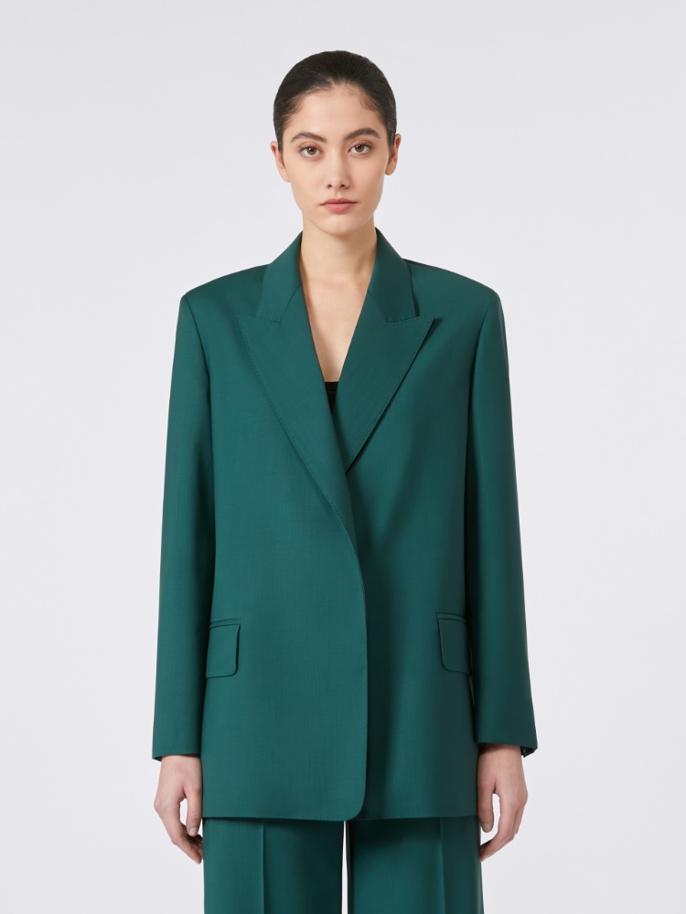 ジャケット Max Mara 'Talento' blazer Belted woollen cloth blazer, dark green | 
