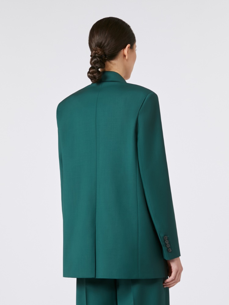 ジャケット MAX MARA GREEN WOOL CANVAS JACKET WITH BELT Belted woollen cloth blazer, dark green | 