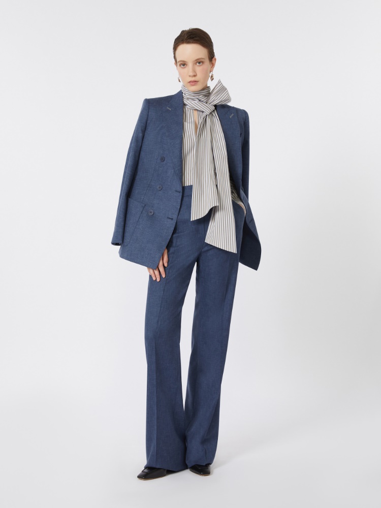 Blazer à double boutonnage en natté de laine peignée - BLEU - Max Mara - 2