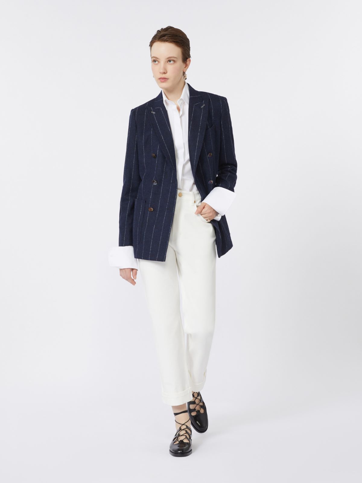 Double-breasted alpaca and wool blazer - NAVY - Max Mara