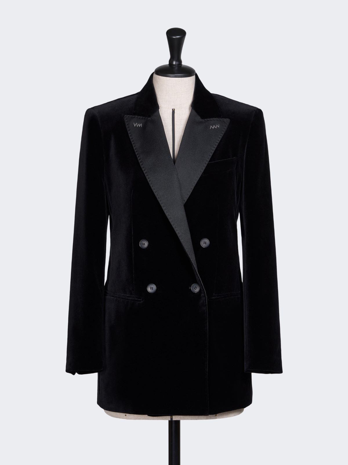 Dwurzędowy blezer z weluru bawełnianego - CZARNY - Max Mara - 10