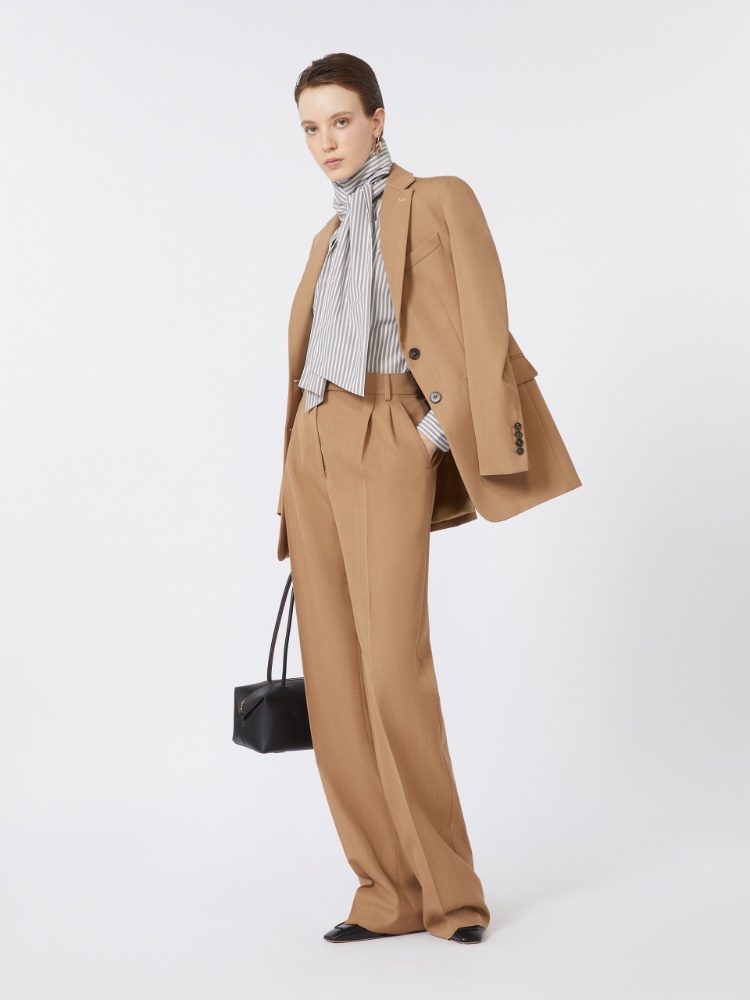 Blazer à simple boutonnage en grain de poudre de laine - POIL DE CHAMEAU - Max Mara - 2