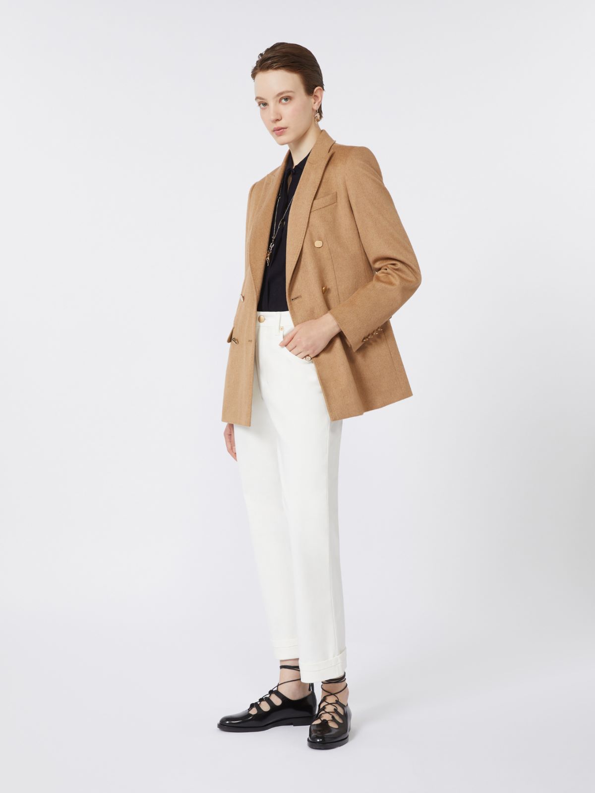 Blazer in sable camel broadcloth - CAMEL - Max Mara - 10