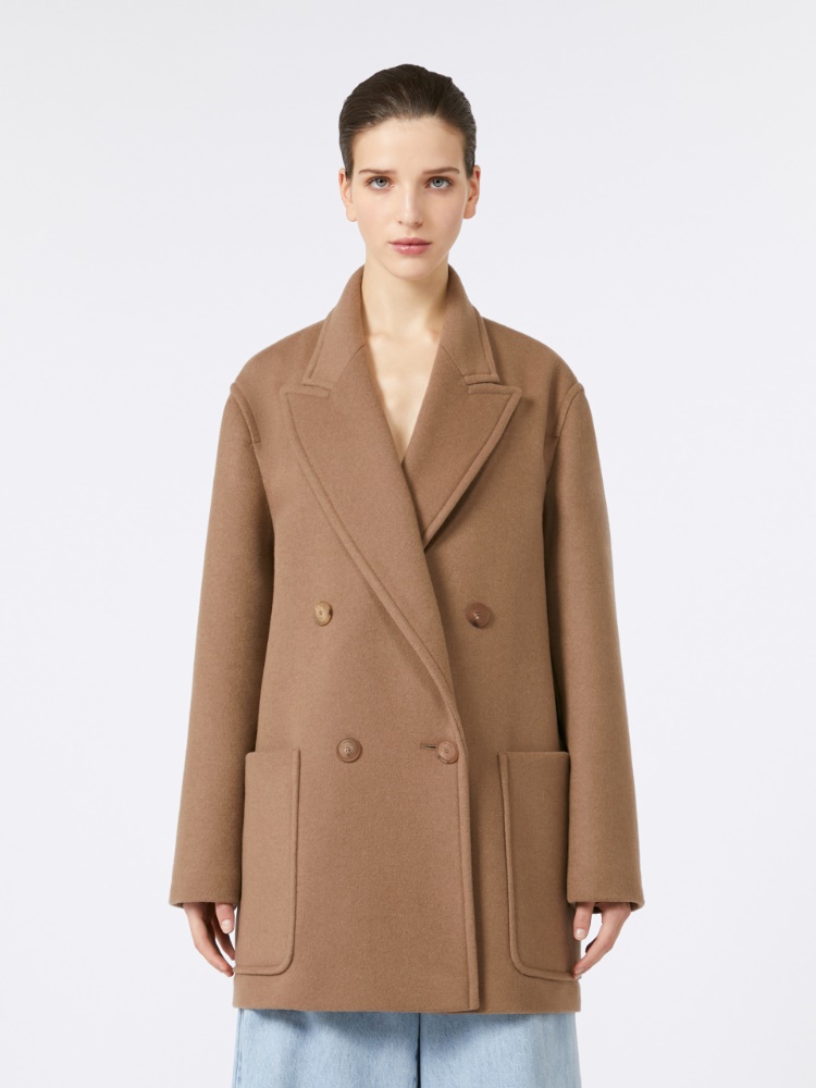 Wool and cashmere cloth heavy jacket, hazelnut brown