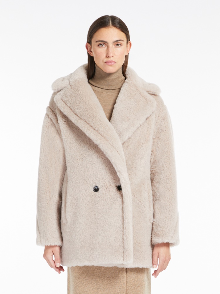 【MAX MARAセール】ショート TEDDY TEDDINO ベージュ Short Teddy Bear Icon Coat in alpaca and wool, beige | 