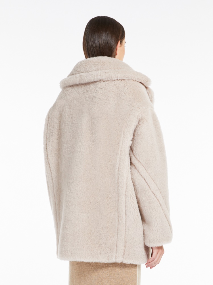Short Teddy Bear Icon Coat in alpaca and wool, beige | 