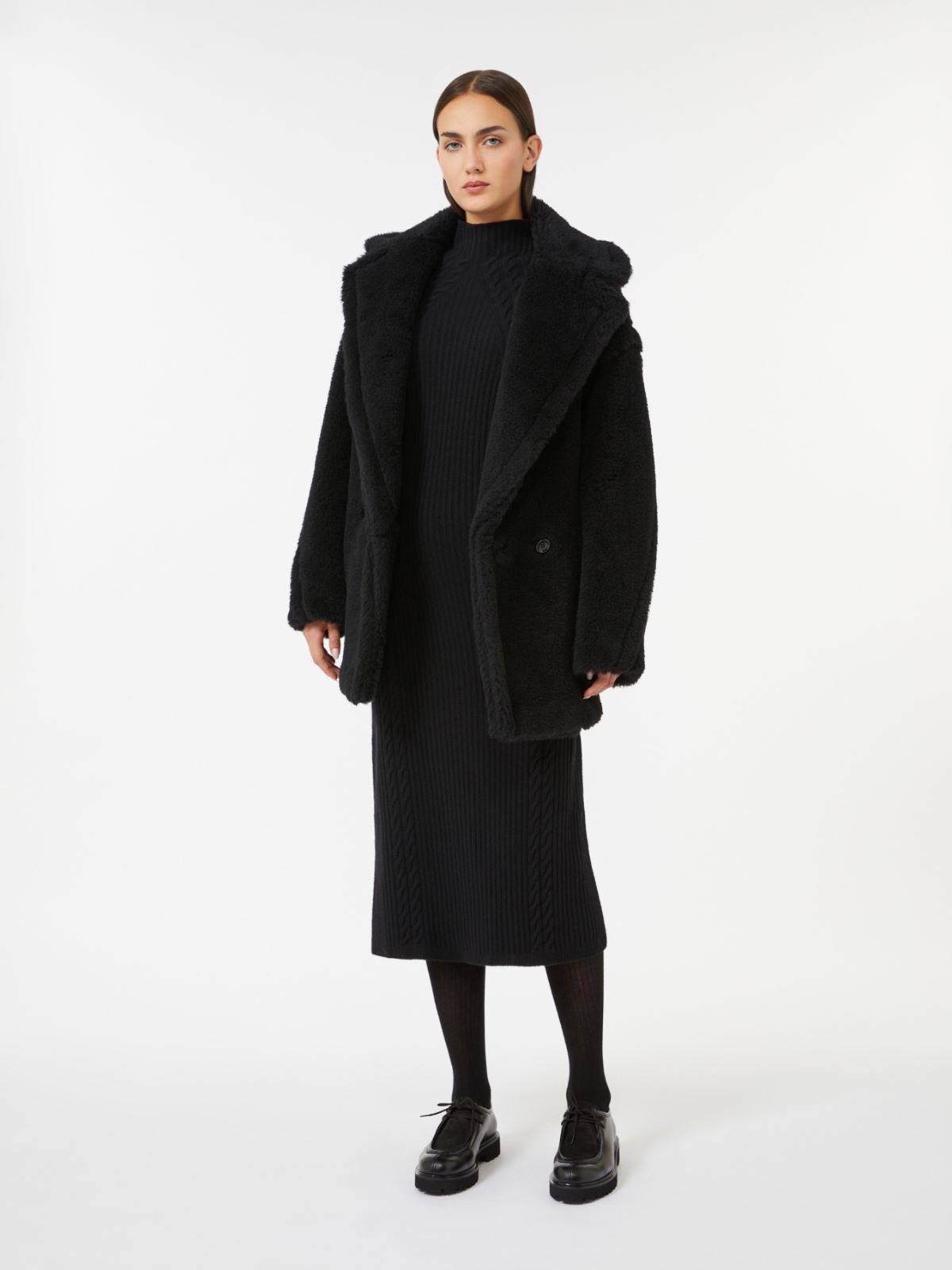 [オルガ] テディベア ショート コート - BLACK - Max Mara