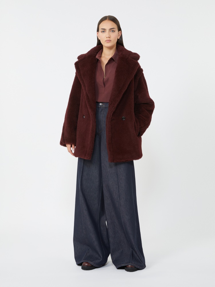 Short Teddy Bear Icon Coat in alpaca and wool - CHERRY - Max Mara