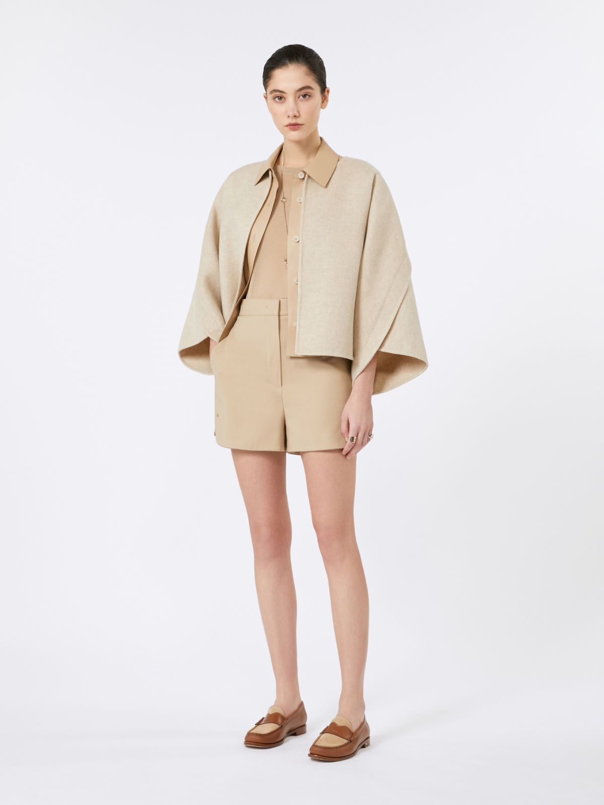 Wool and cashmere cloth cropped coat - SAND - Max Mara - 8