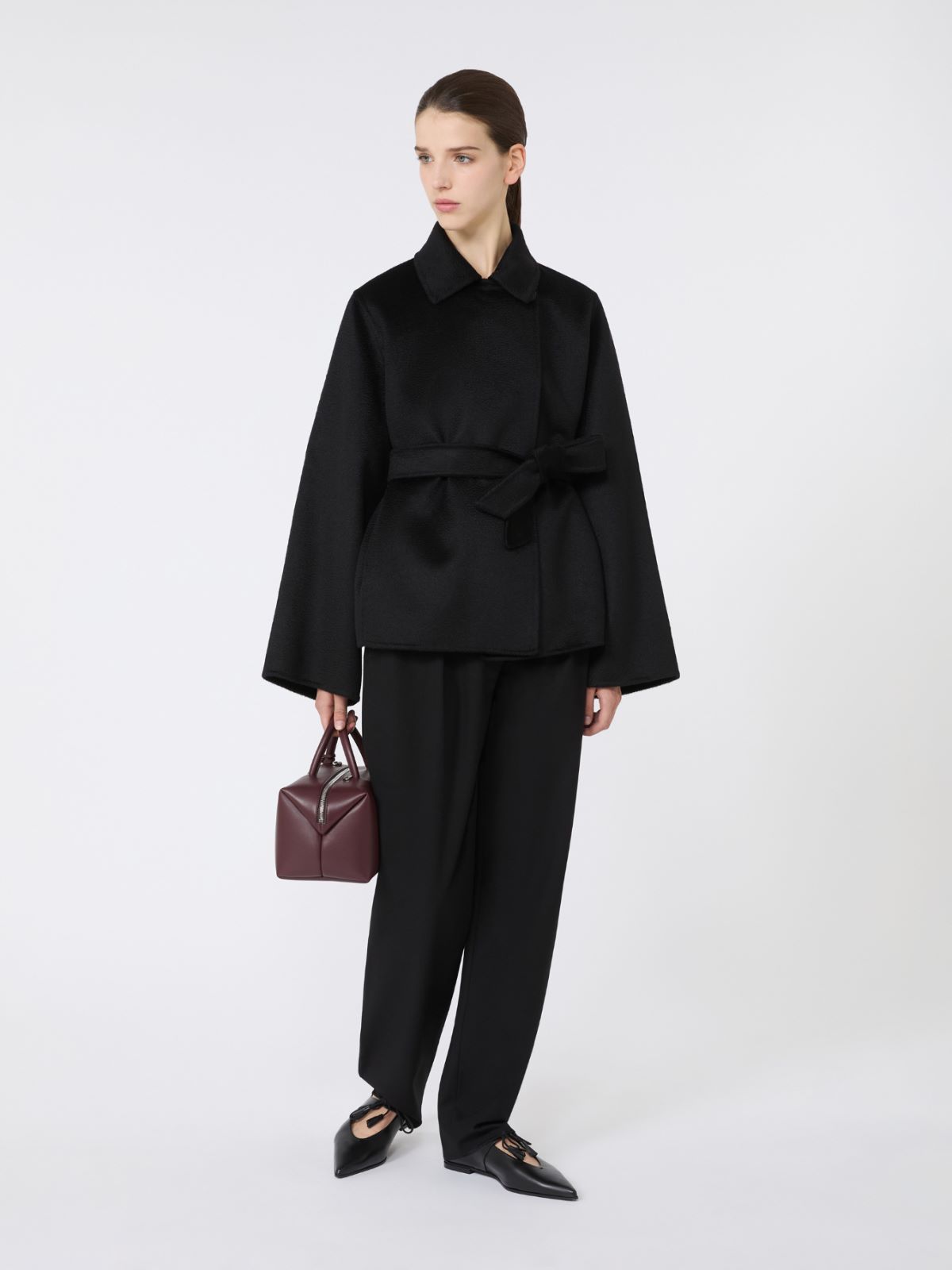 Cashmere broadcloth coat - BLACK - Max Mara