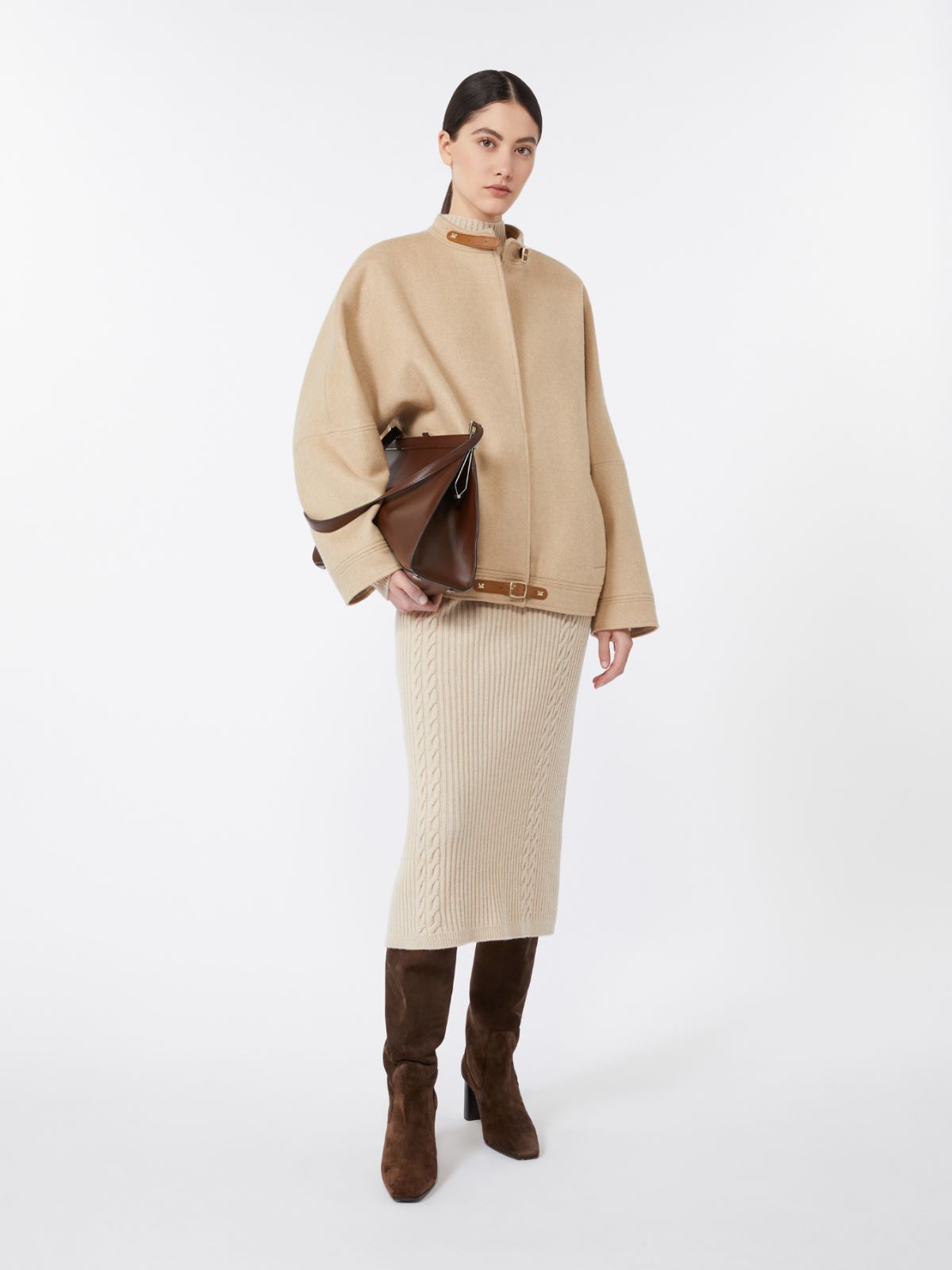 Cashmere, camel and wool bomber jacket - BEIGE - Max Mara