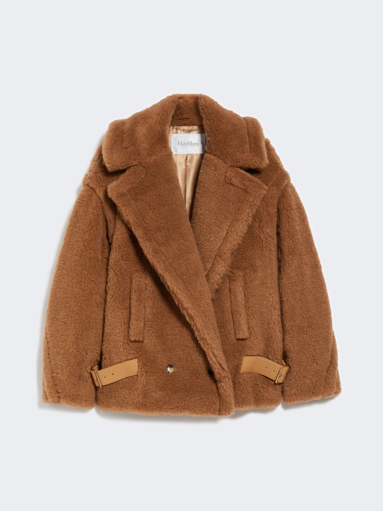 【Max Mara】テディファブリック クルーネックジャケット Teddy fabric biker jacket, camel | 