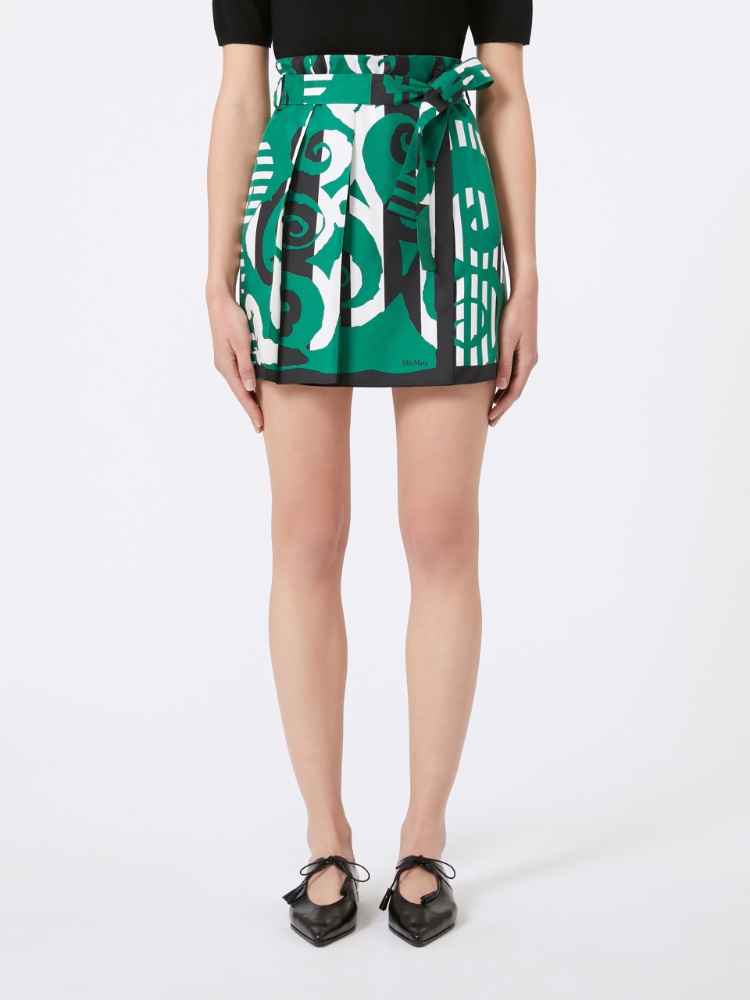 MAXMARA [ナヴィッリ] ピュア シルク プリント ミニ スカート ナヴィッリ] ピュア シルク プリント ミニ スカート, emerald