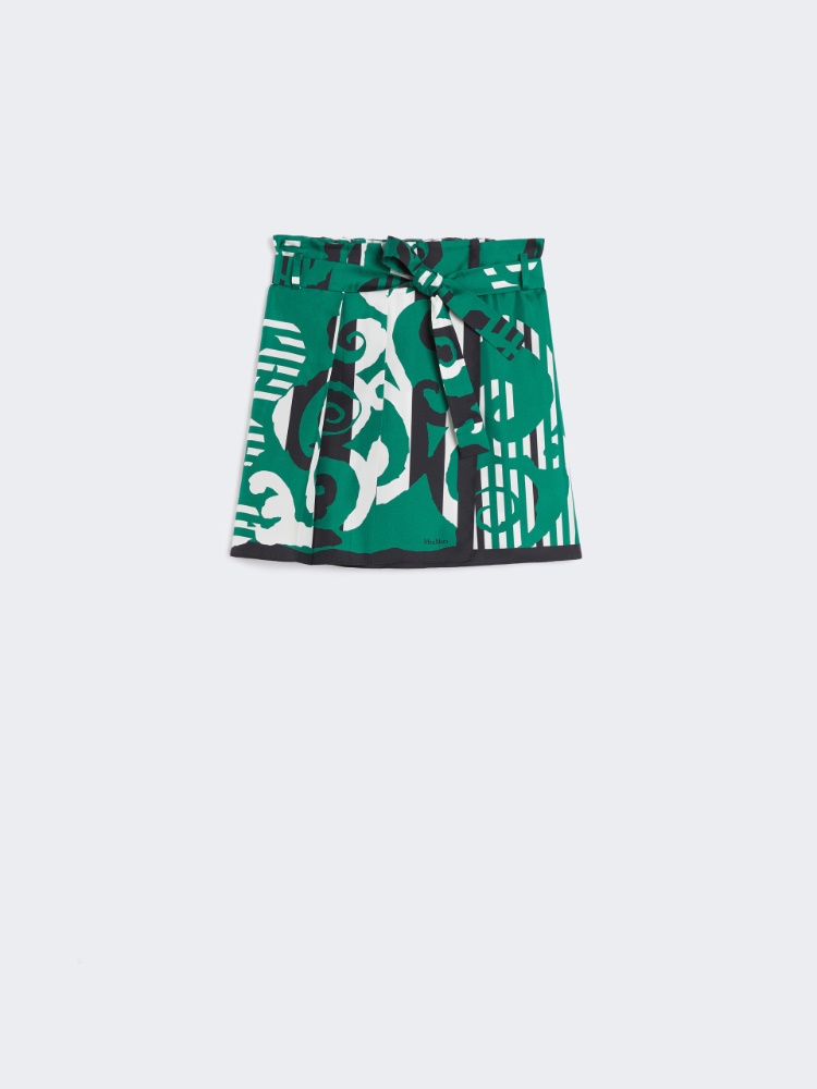 MAXMARA [ナヴィッリ] ピュア シルク プリント ミニ スカート ナヴィッリ] ピュア シルク プリント ミニ スカート, emerald