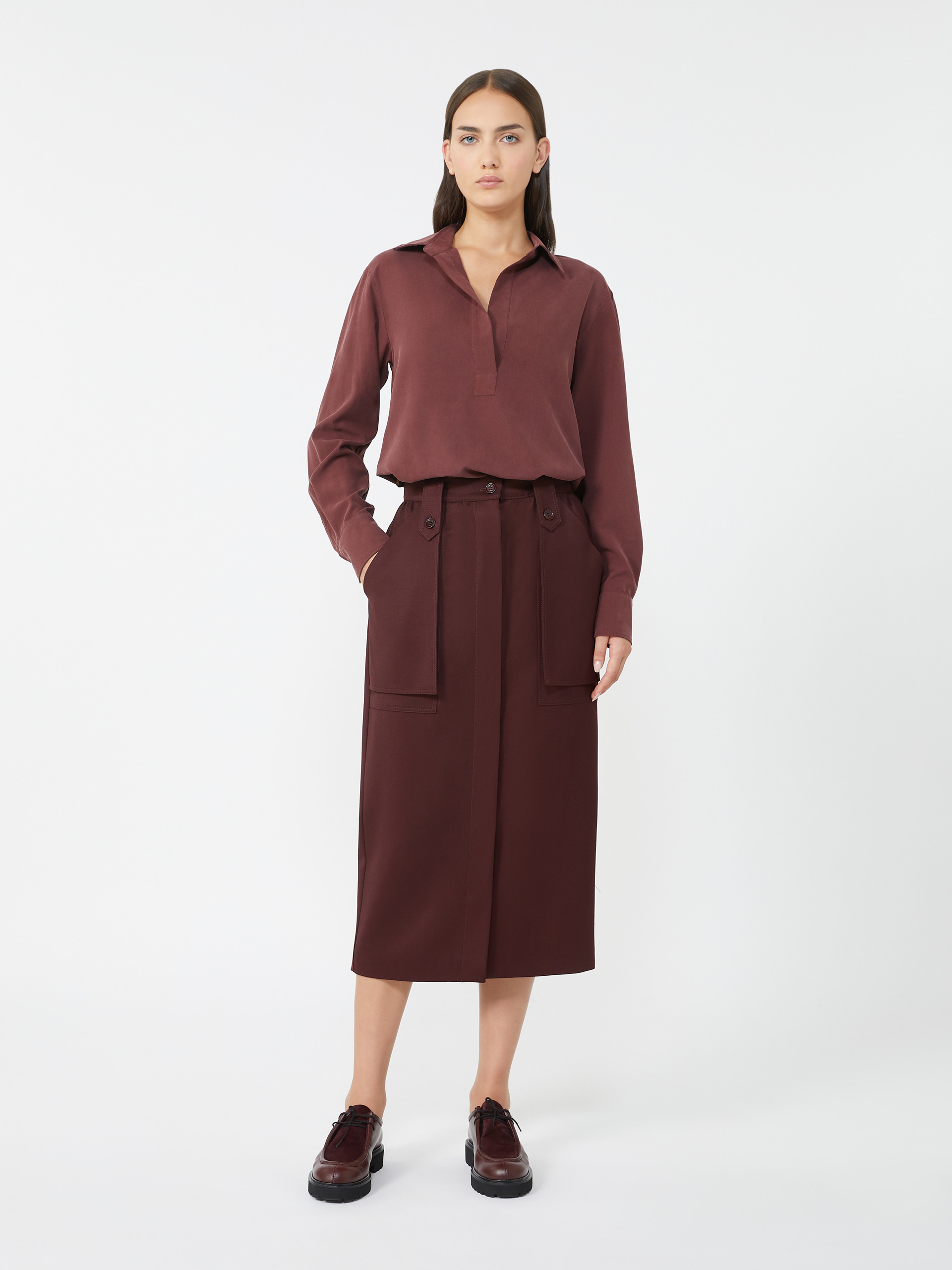 바데스 버진울 스커트 - CHERRY - Max Mara