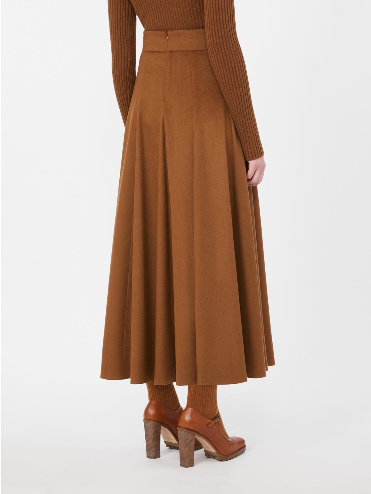 Jupe trapèze en chameau - CUIR DE VACHE - Max Mara - 3