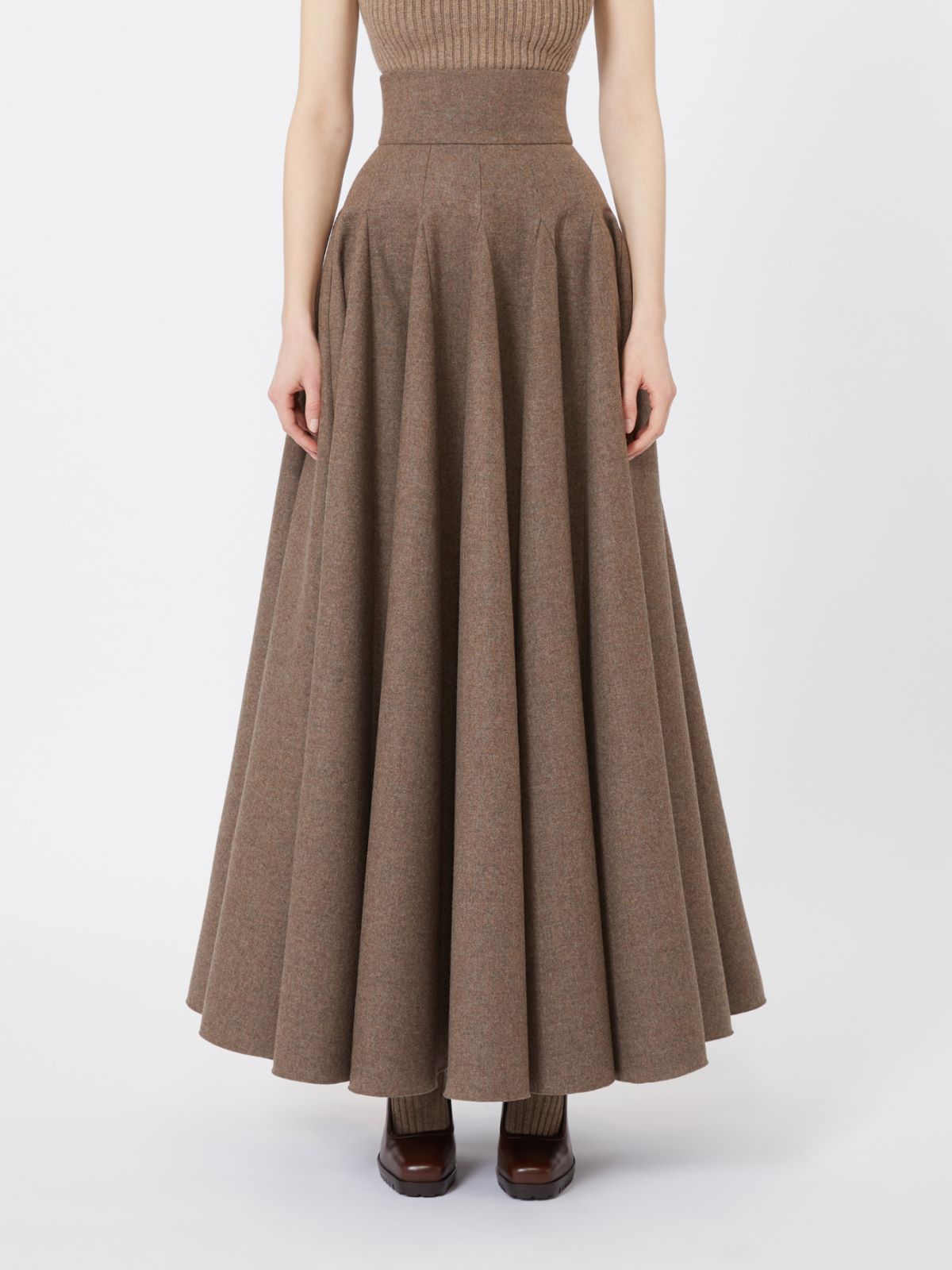 Wide wool felt skirt - HAZELNUT BROWN - Max Mara - 2