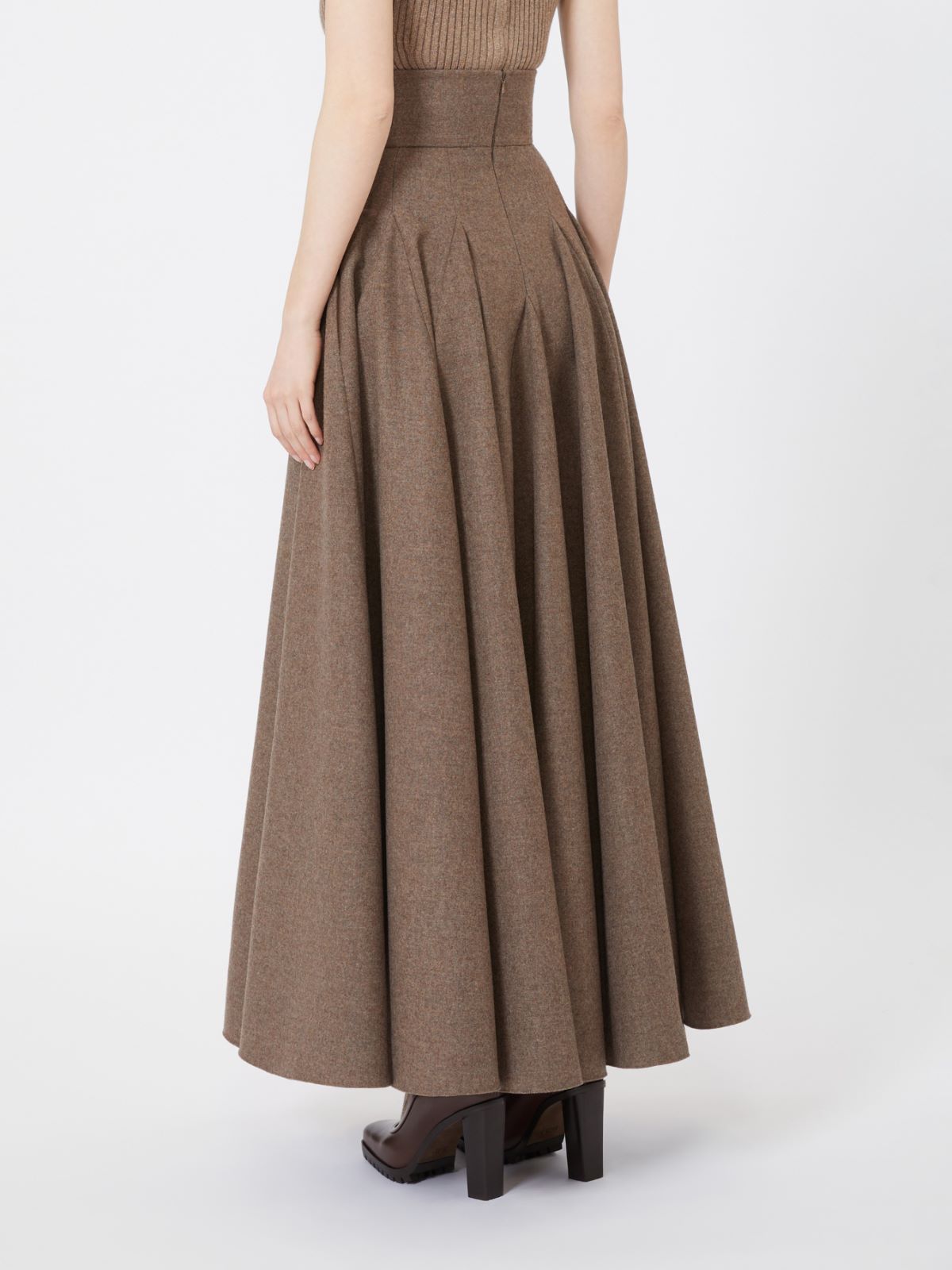 Wide wool felt skirt - HAZELNUT BROWN - Max Mara - 3