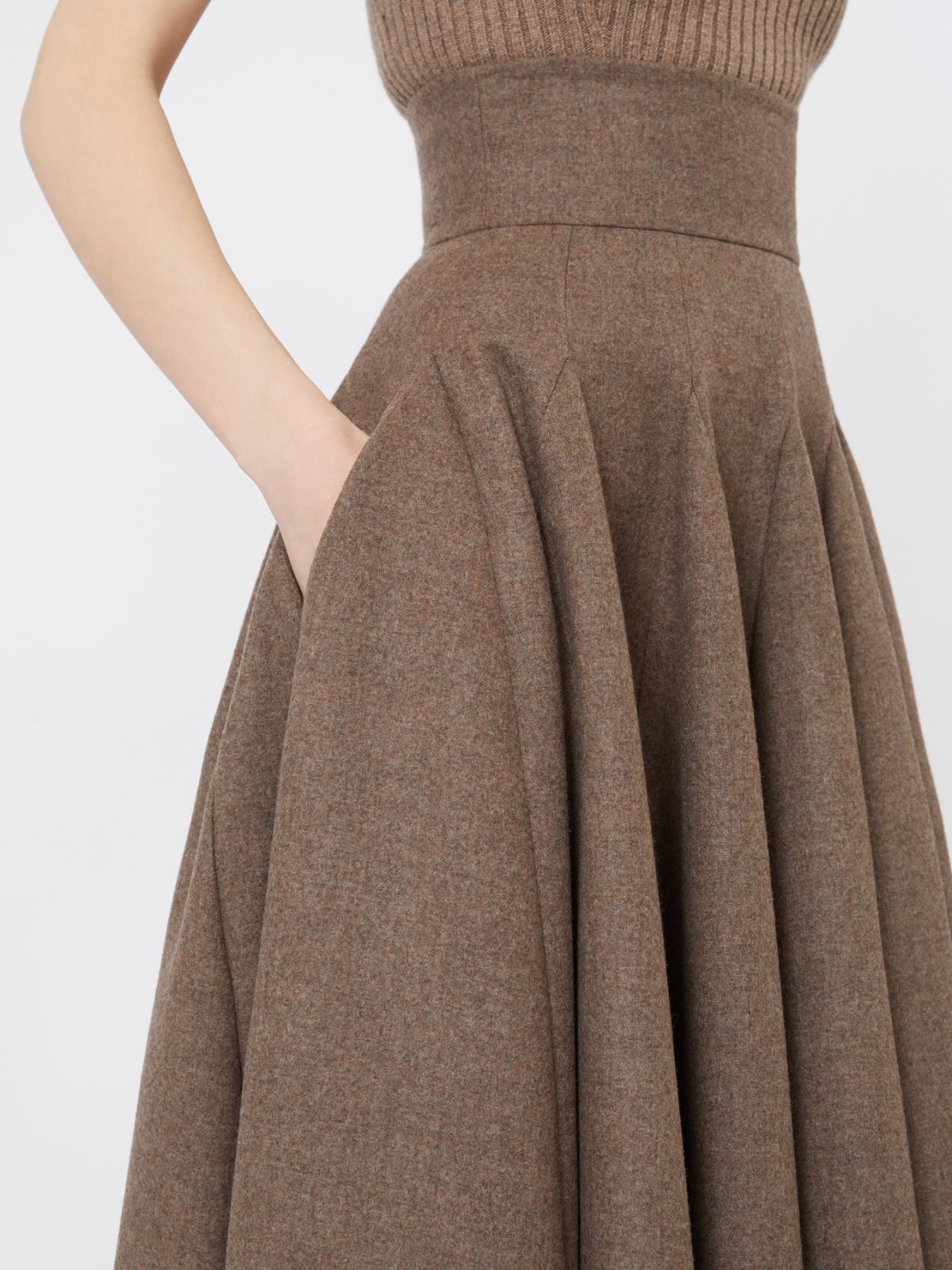 Wide wool felt skirt - HAZELNUT BROWN - Max Mara - 4