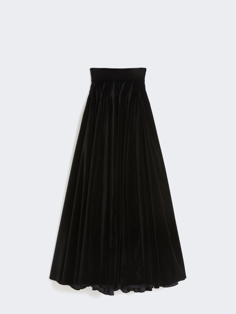 Long, smooth velvet skirt - BLACK - Max Mara