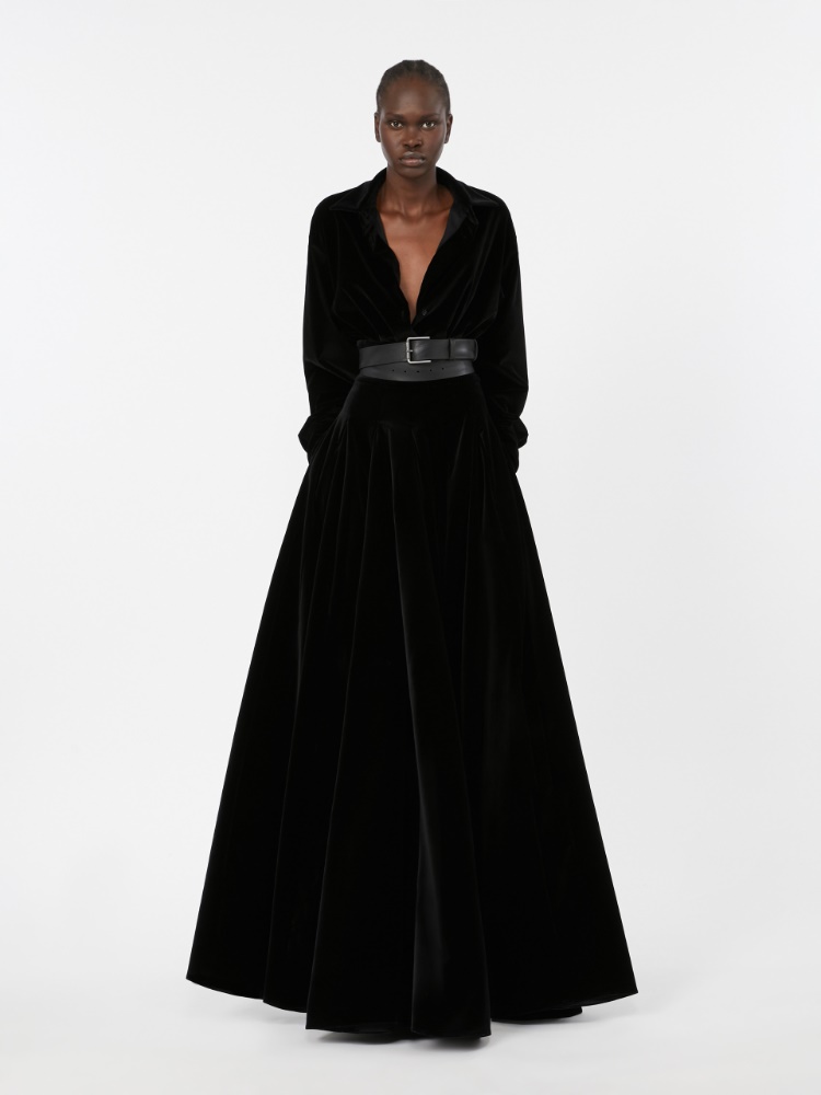 Long, smooth velvet skirt - BLACK - Max Mara