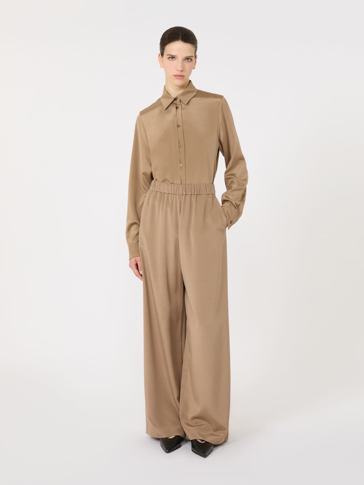 Stretch silk cady shirt - HAZELNUT BROWN - Max Mara