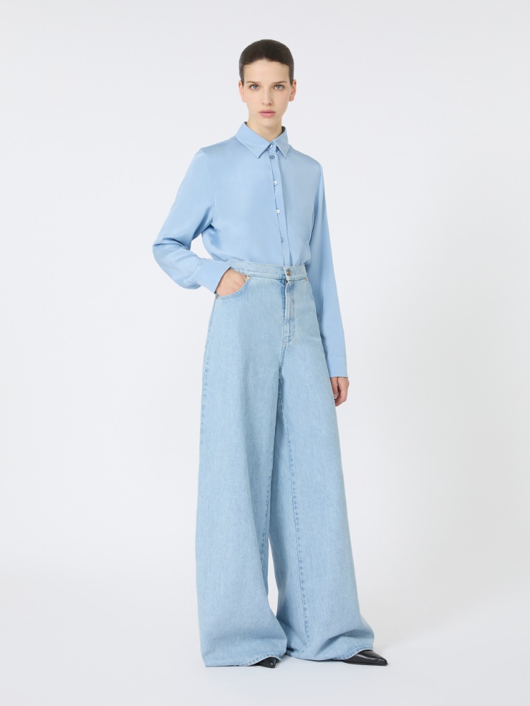 Stretch silk cady shirt - LIGHT BLUE - Max Mara