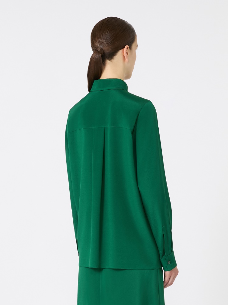 Stretch silk cady shirt, emerald | 