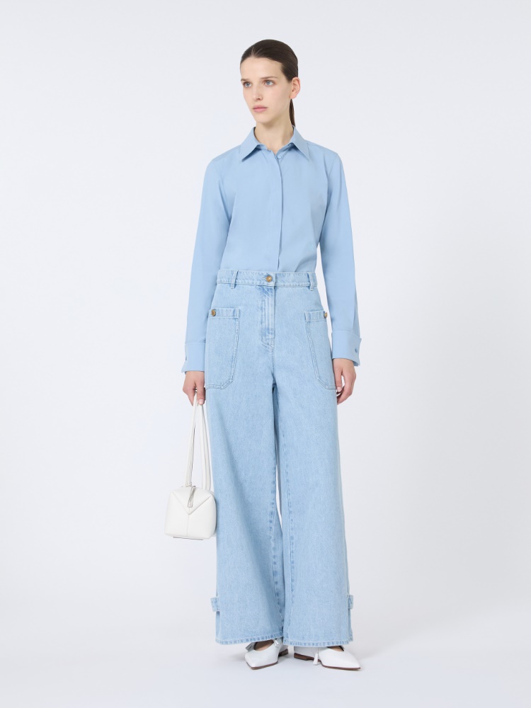 Bawełniana koszula z logo - JASNONIEBIESKI - Max Mara - 2