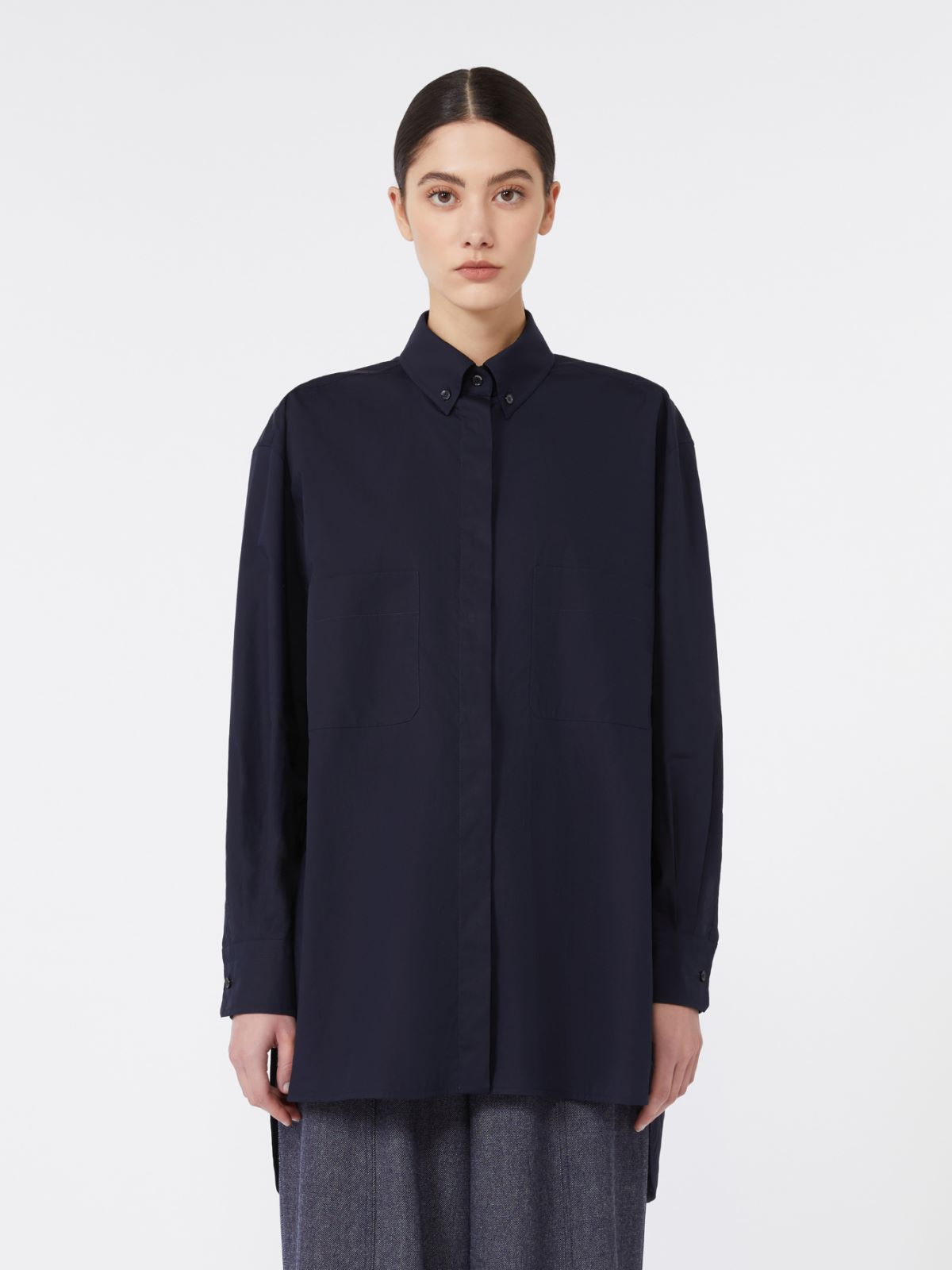 Asymmetrical cotton cloth shirt - ULTRAMARINE - Max Mara - 2