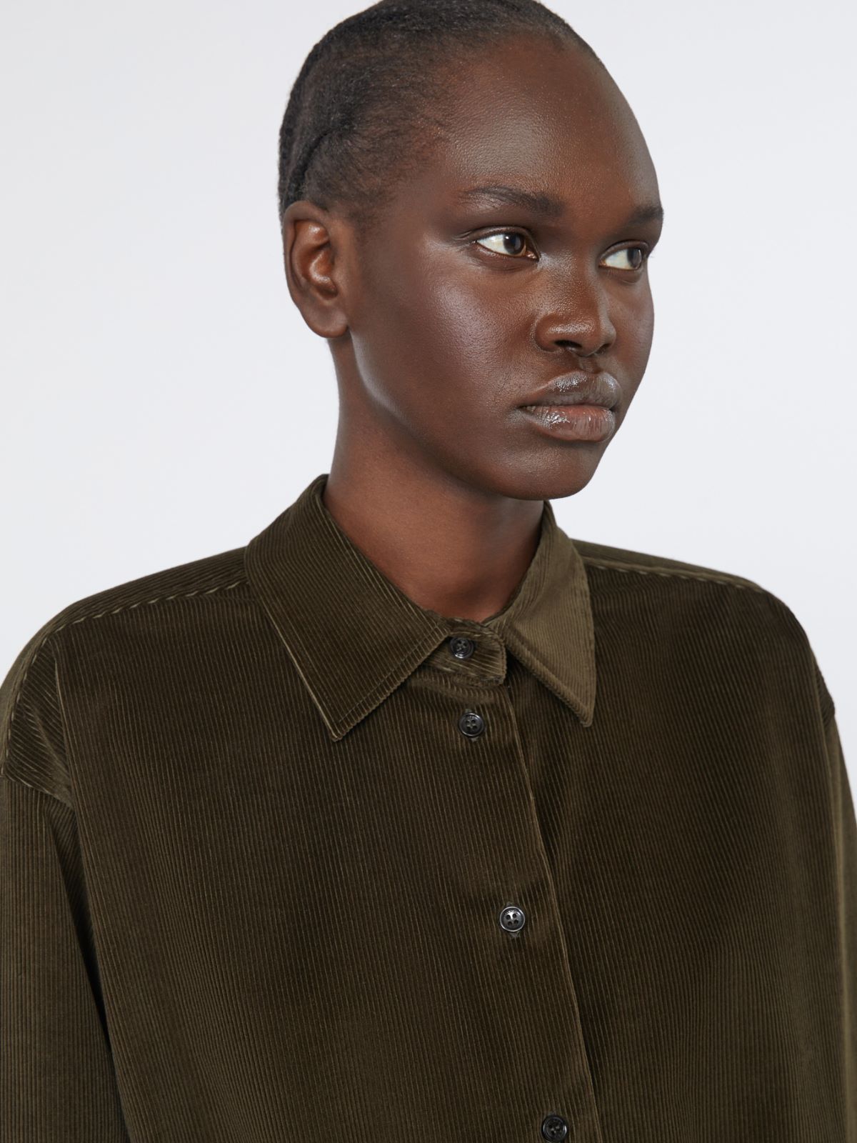 Velvet bodysuit shirt - MOSS GREEN - Max Mara - 4